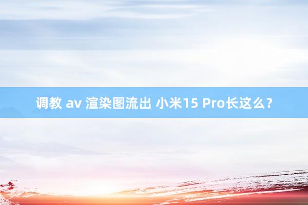 调教 av 渲染图流出 小米15 Pro长这么？