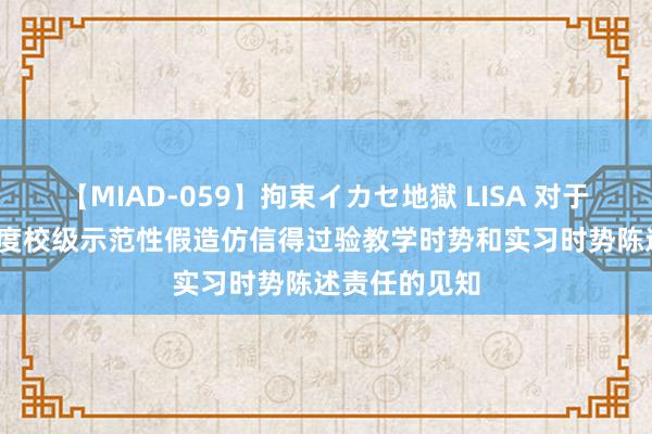 【MIAD-059】拘束イカセ地獄 LISA 对于开展2023年度校级示范性假造仿信得过验教学时势和实习时势陈述责任的见知