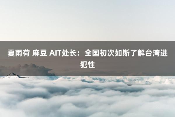 夏雨荷 麻豆 AIT处长：全国初次如斯了解台湾进犯性