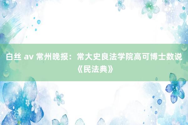 白丝 av 常州晚报：常大史良法学院高可博士数说《民法典》