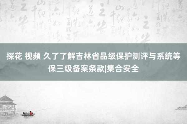 探花 视频 久了了解吉林省品级保护测评与系统等保三级备案条款|集合安全